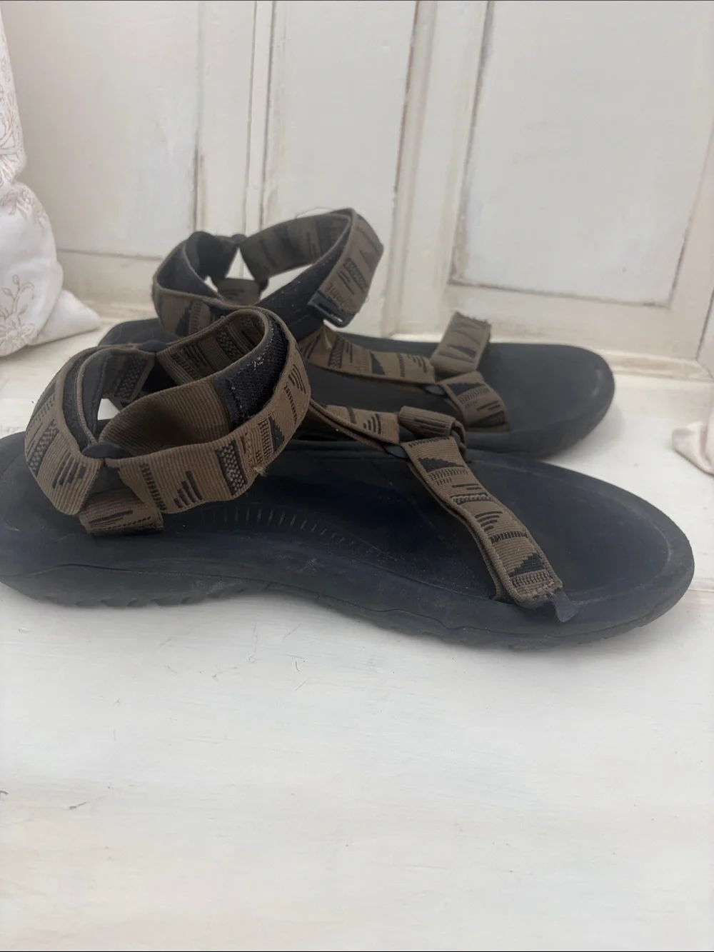 Teva Men's Brown and Black Adjustable Strap Sandals
